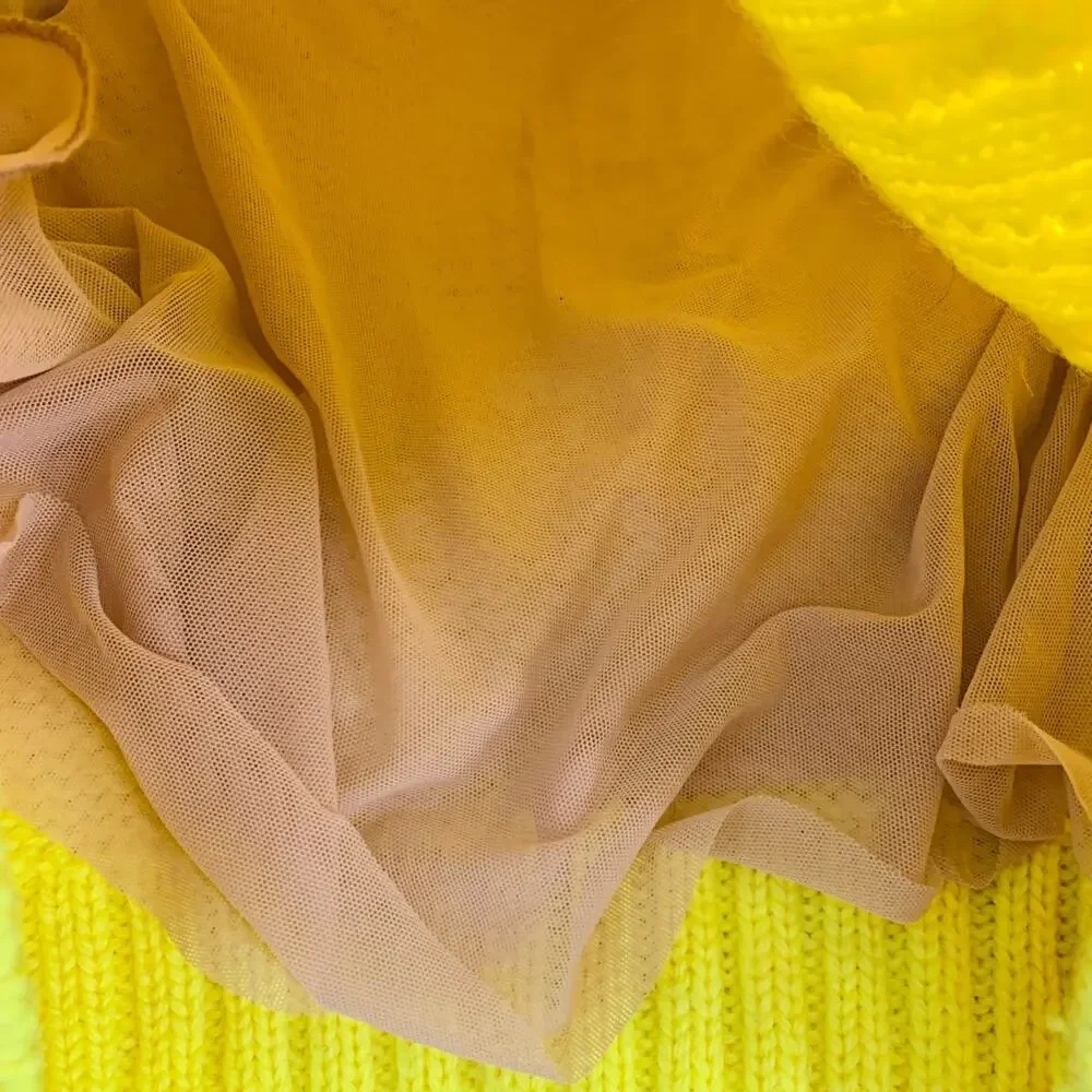 PHILOSOPHY di LORENZO SERAFINI Size S Yellow Cable Knit Crew Neck Sweater